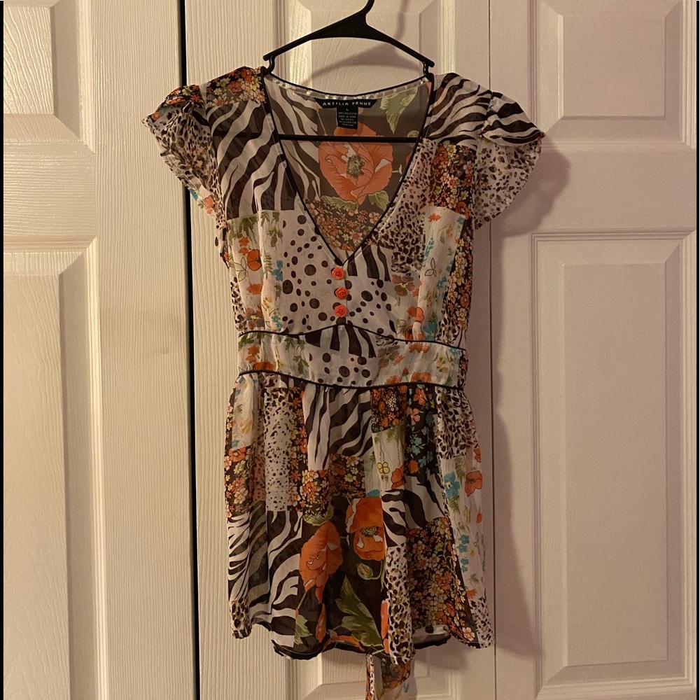 Antilia Femme sheer shirt  butterfly sleev…